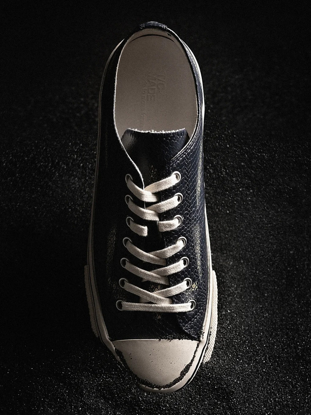 T/C MADE│030 Snake-Pattern Cowhide Low-Top Smiley Canvas Sneakers-Black & Blue - PSYLOS 1, T/C MADE│030 Snake-Pattern Cowhide Low-Top Smiley Canvas Sneakers-Black & Blue, Canvas Sneakers, T/C MADE, PSYLOS 1