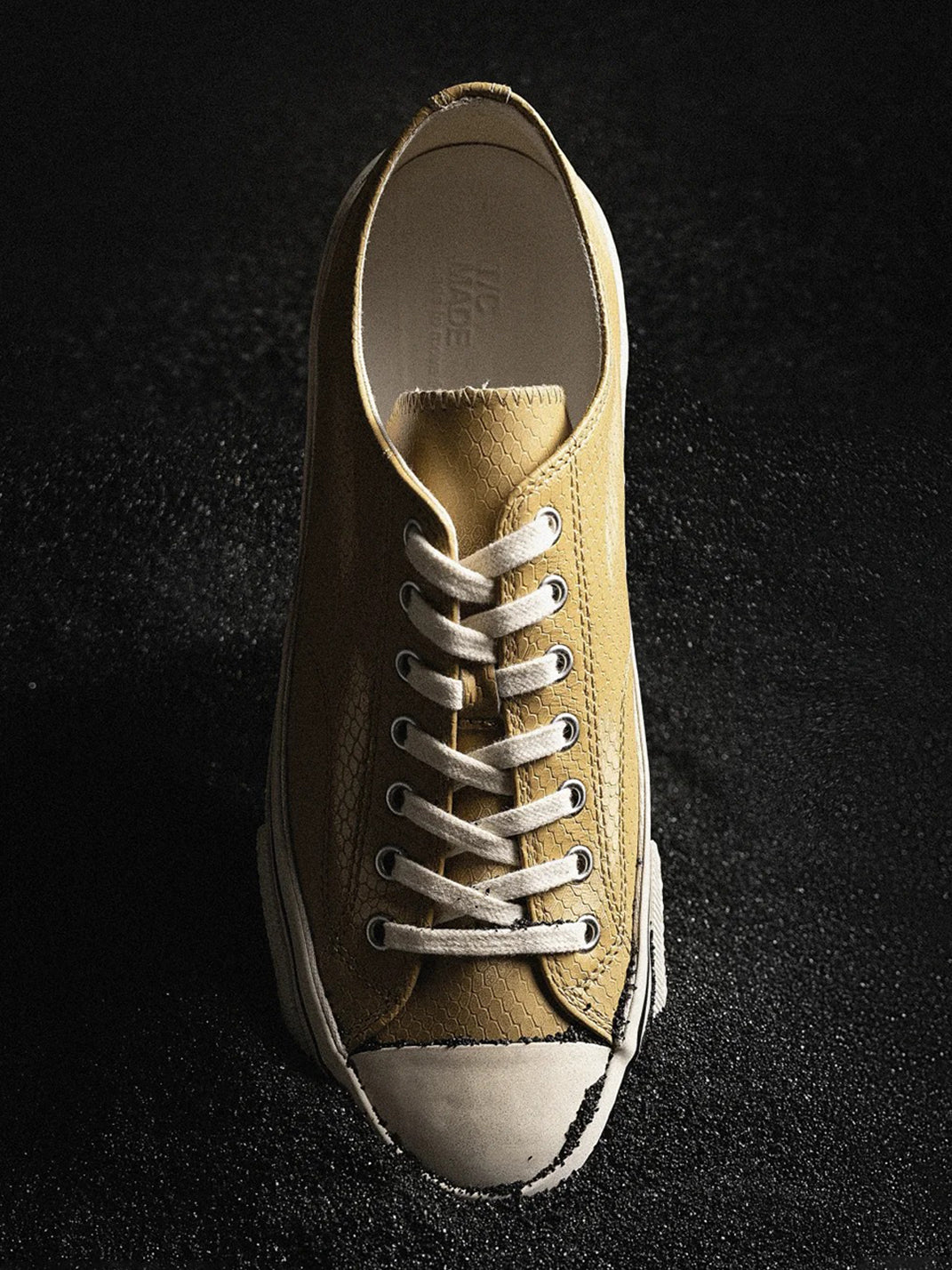 T/C MADE│030 Snake-Pattern Cowhide Low-Top Smiley Canvas Sneakers-Yellow - PSYLOS 1, T/C MADE│030 Snake-Pattern Cowhide Low-Top Smiley Canvas Sneakers-Yellow, Canvas Sneakers, T/C MADE, PSYLOS 1