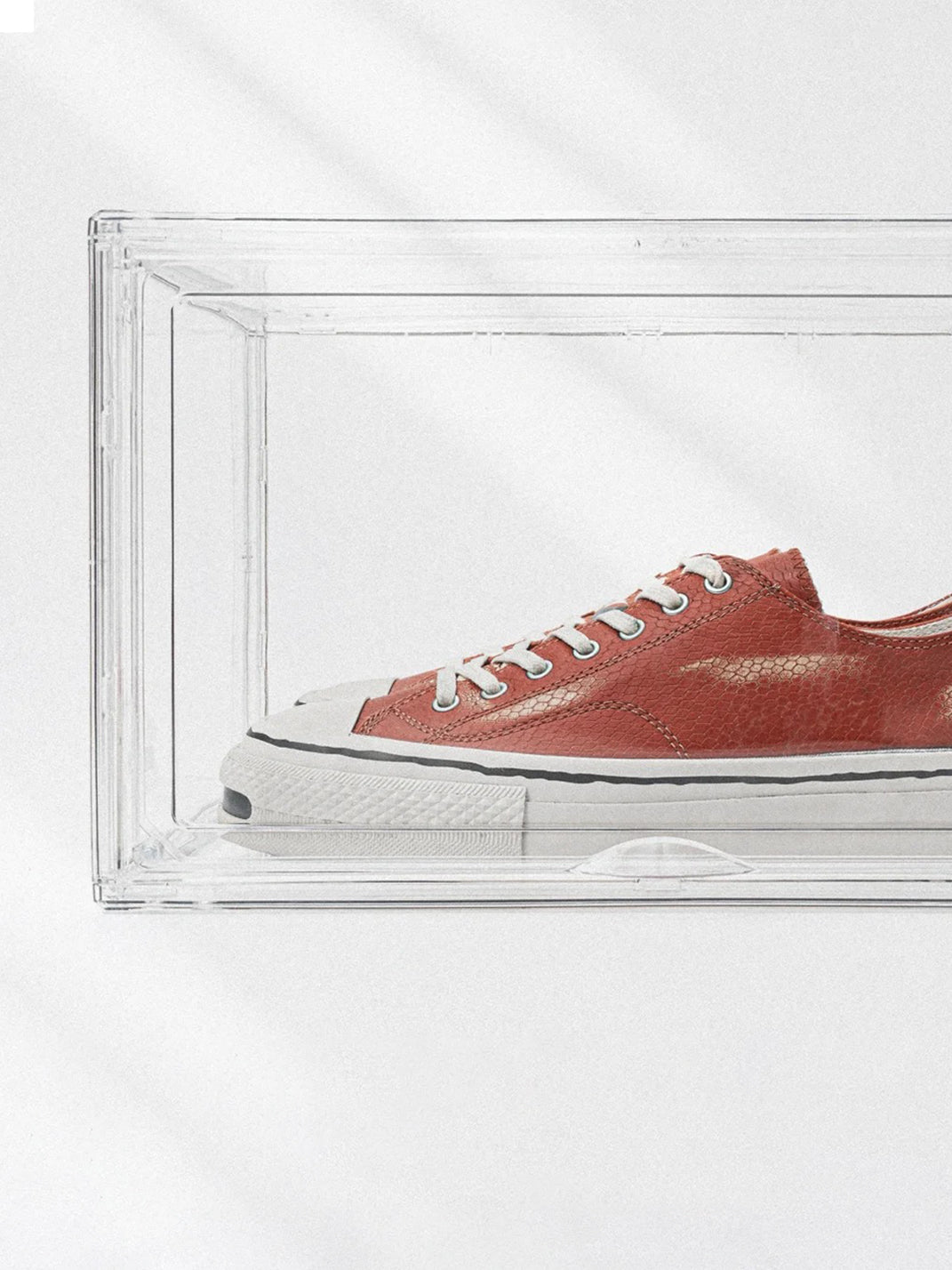 T/C MADE│030 Snake-Pattern Cowhide Low-Top Smiley Canvas Sneakers-Red - PSYLOS 1, T/C MADE│030 Snake-Pattern Cowhide Low-Top Smiley Canvas Sneakers-Red, Canvas Sneakers, T/C MADE, PSYLOS 1