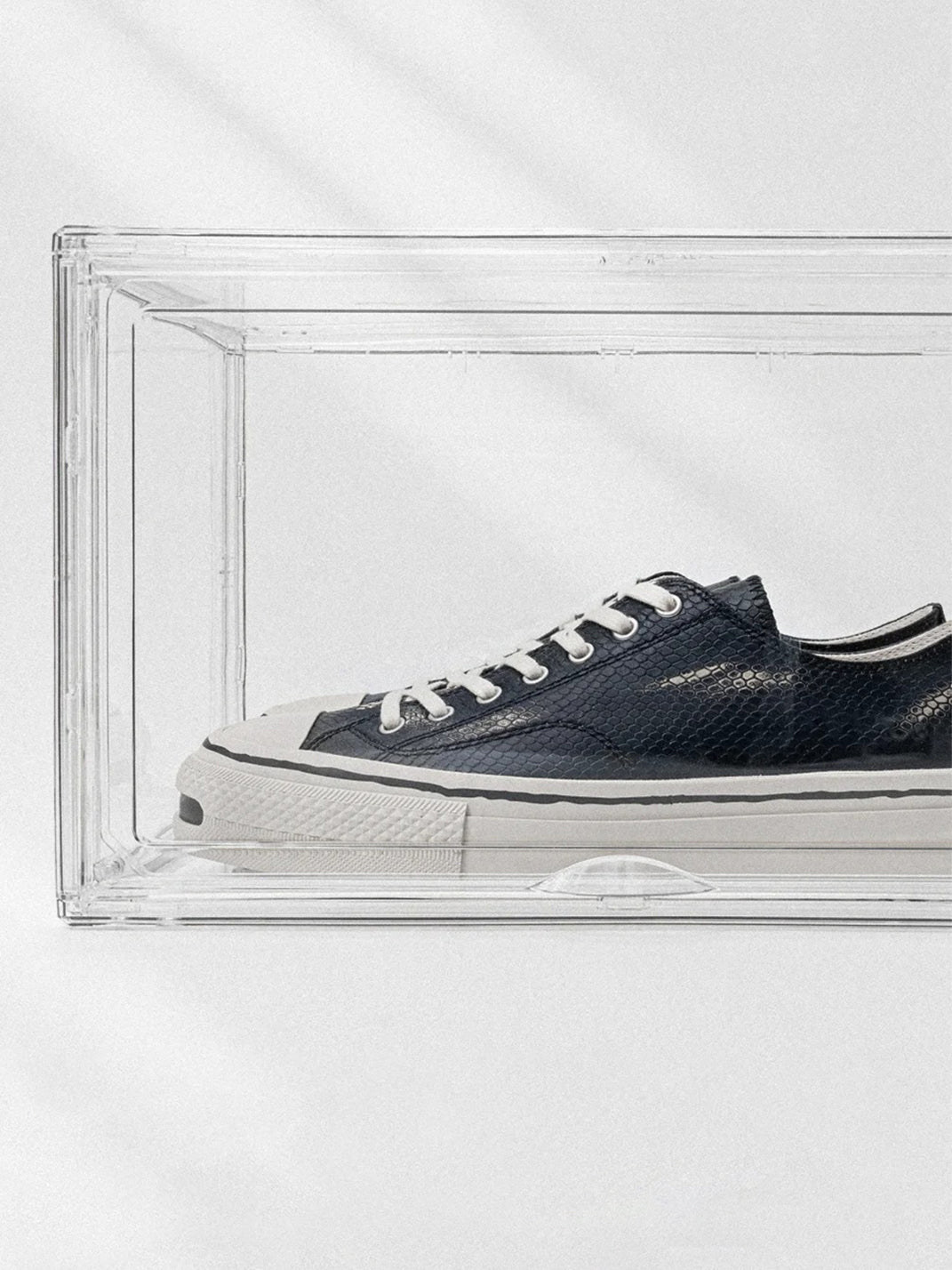 T/C MADE│030 Snake-Pattern Cowhide Low-Top Smiley Canvas Sneakers-Black & Blue - PSYLOS 1, T/C MADE│030 Snake-Pattern Cowhide Low-Top Smiley Canvas Sneakers-Black & Blue, Canvas Sneakers, T/C MADE, PSYLOS 1