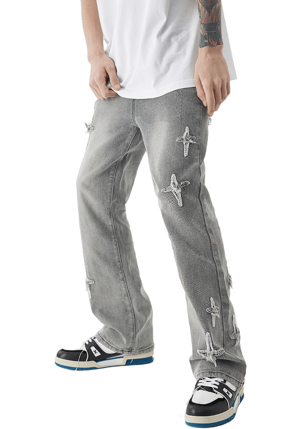 Cross Star Distressed Jeans - PSYLOS 1, Cross Star Distressed Jeans, Pants, iconslab, PSYLOS 1