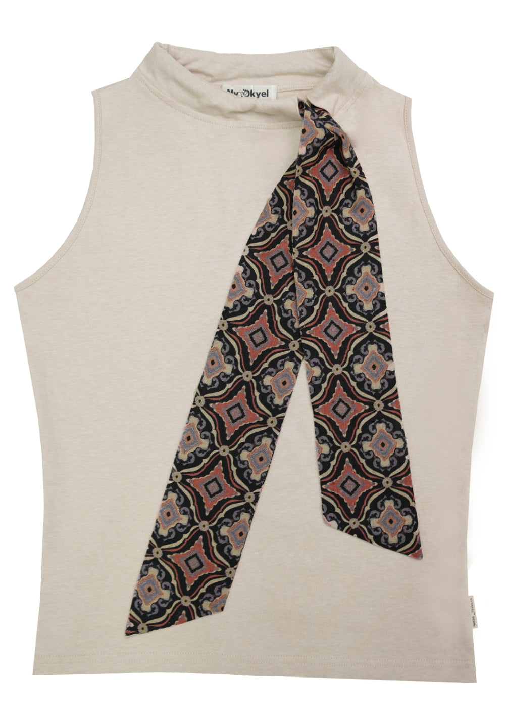 NyDkyel丨Detachable Tie Hemp Vest - Contrast Print-Beige - PSYLOS 1, NyDkyel丨Detachable Tie Hemp Vest - Contrast Print-Beige, Vest, NyDkyel, PSYLOS 1