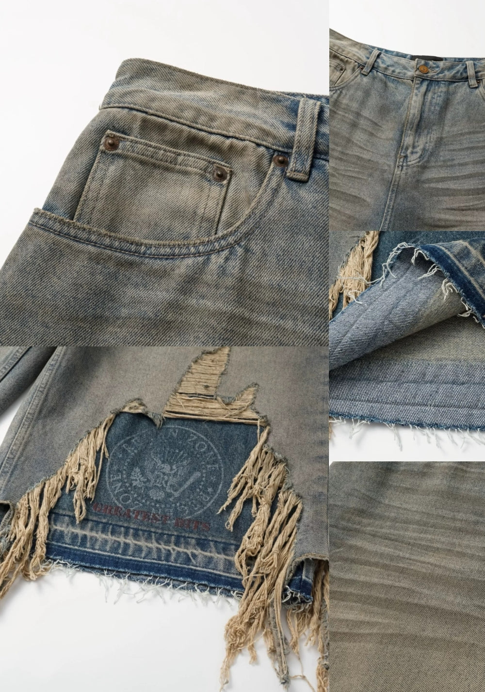 REGEN ZONE丨"RIOT" Samurai Distressed Patchwork Cropped Pants - PSYLOS 1, REGEN ZONE丨"RIOT" Samurai Distressed Patchwork Cropped Pants, Pants, REGEN ZONE•JAPAN, PSYLOS 1