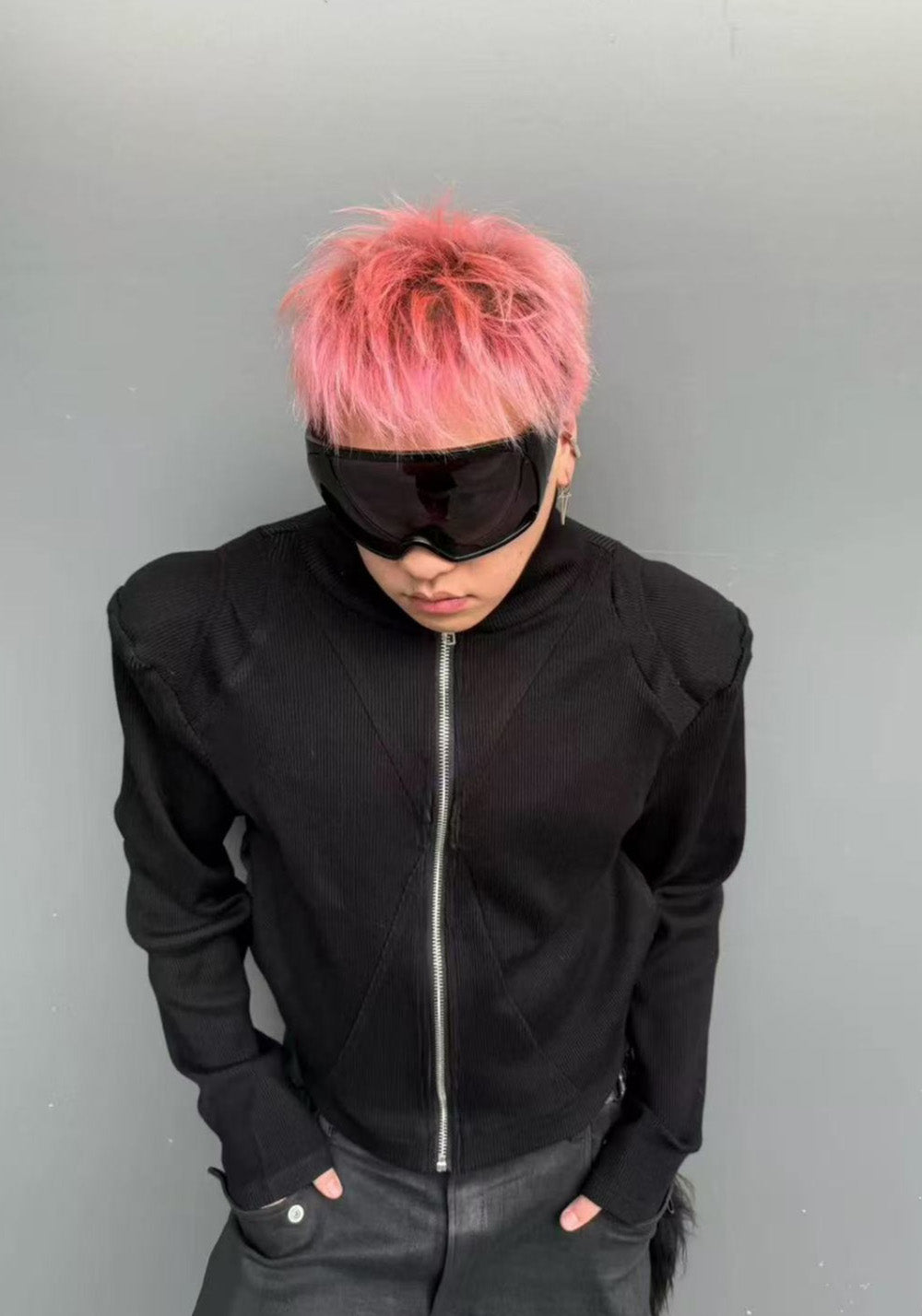 Disark│Knitted Shoulder-Pad Cardigan - PSYLOS 1, Disark│Knitted Shoulder-Pad Cardigan, Top, Disark, PSYLOS 1