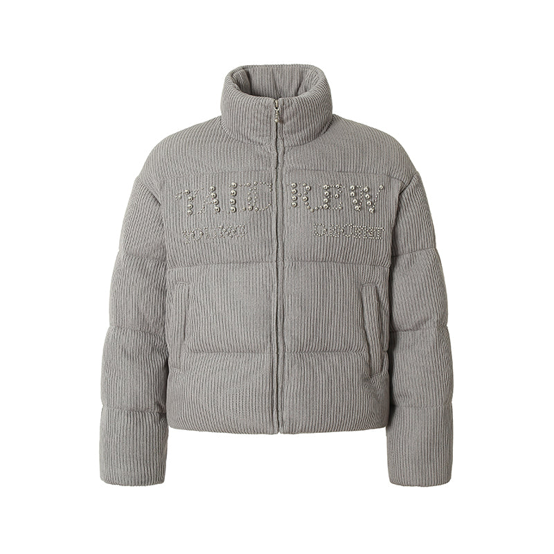 YADcrew丨Electroplated Pearl Slogan Woolen Stand-Up Collar Thickened Cotton Jacket - PSYLOS 1, YADcrew丨Electroplated Pearl Slogan Woolen Stand-Up Collar Thickened Cotton Jacket, Jacket, YADcrew•JAPAN, PSYLOS 1