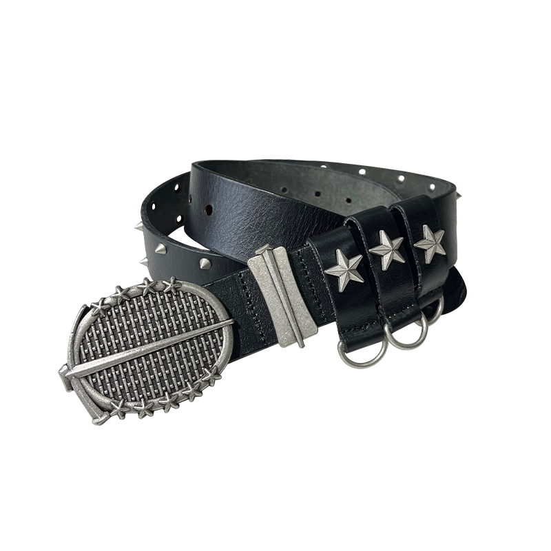 Rockstar 925 Sterling Silver Plated Italian Imported Top-Grain Leather Belt