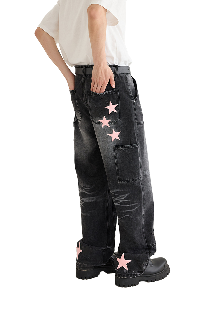 Retro Three-dimensional Straight-leg Jeans