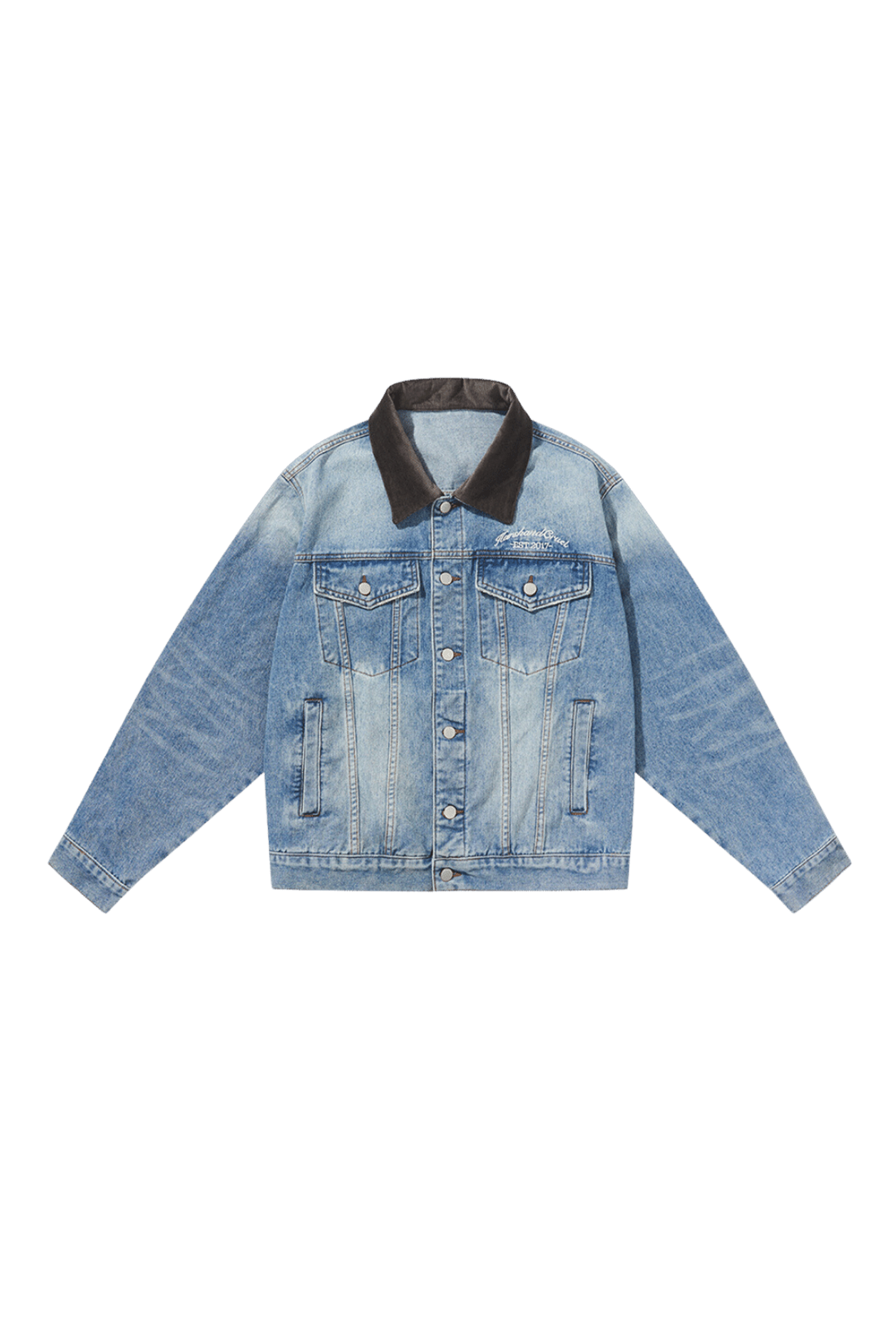 Embossed Collar Denim Jacket