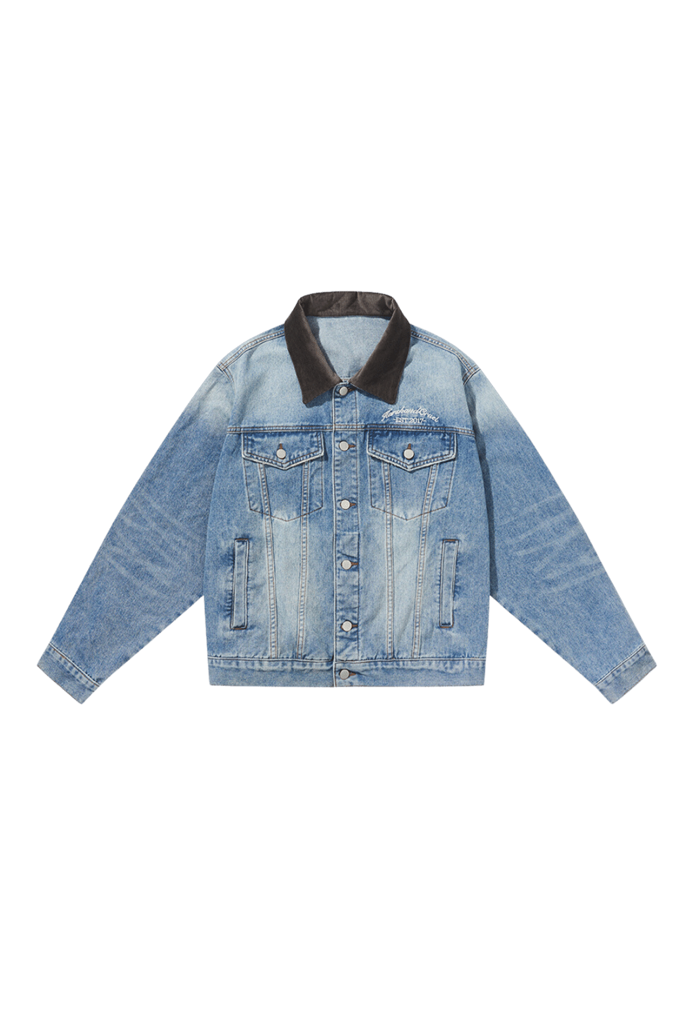 Embossed Collar Denim Jacket