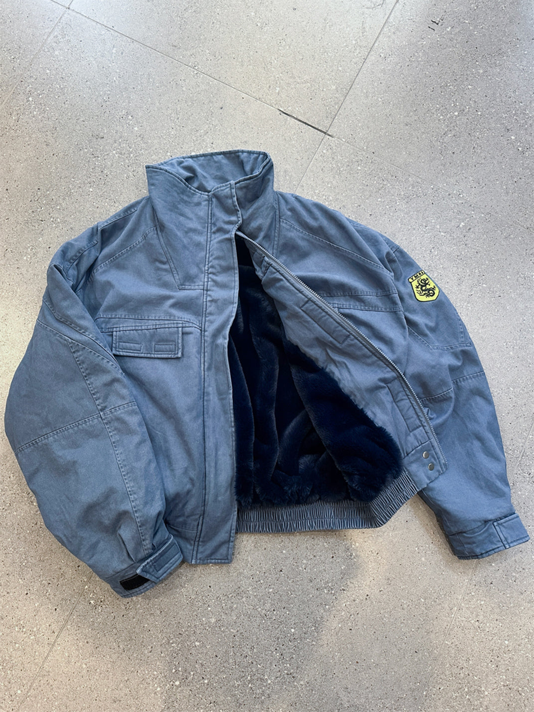 TREclub | Washed Blue Zip-Up Aviator Jacket - PSYLOS 1, TREclub | Washed Blue Zip-Up Aviator Jacket, Jackets, TREclub•JAPAN, PSYLOS 1