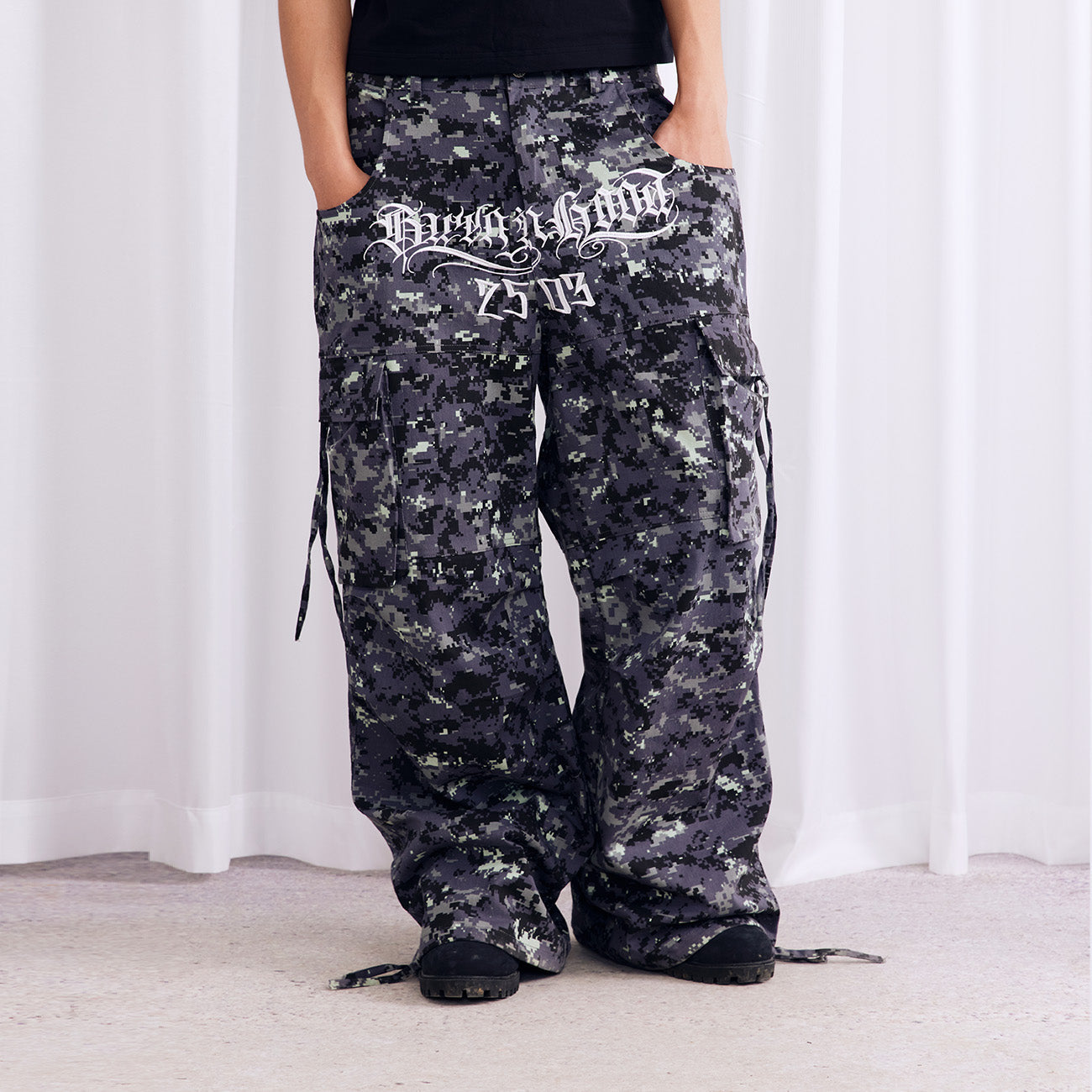 Burnin* "2503" Digital Camouflage Wide-Leg Pants - PSYLOS 1, Burnin* "2503" Digital Camouflage Wide-Leg Pants, Pants, Burnin, PSYLOS 1