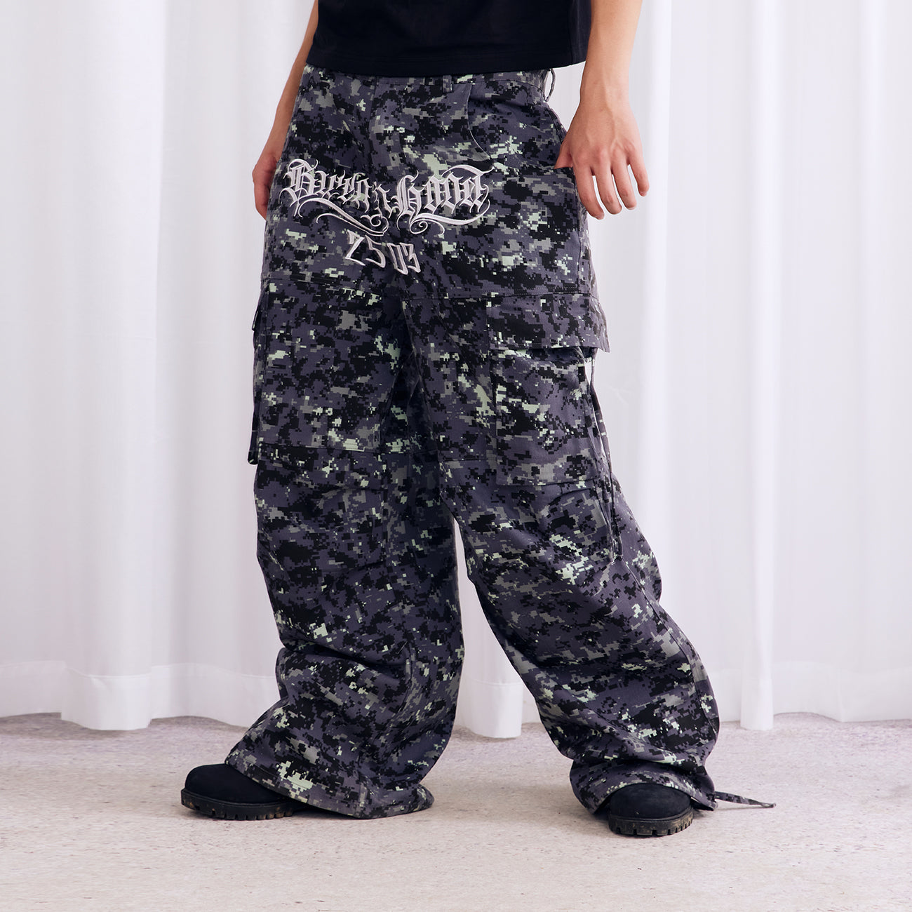 Burnin* "2503" Digital Camouflage Wide-Leg Pants - PSYLOS 1, Burnin* "2503" Digital Camouflage Wide-Leg Pants, Pants, Burnin, PSYLOS 1