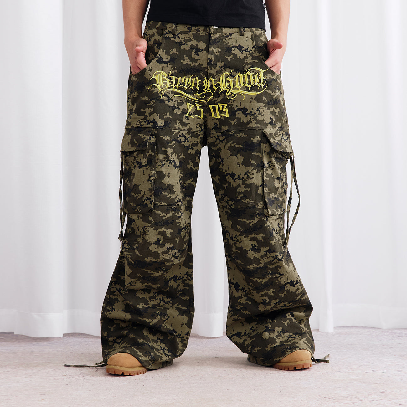 Burnin* "2503" Digital Camouflage Wide-Leg Pants - PSYLOS 1, Burnin* "2503" Digital Camouflage Wide-Leg Pants, Pants, Burnin, PSYLOS 1