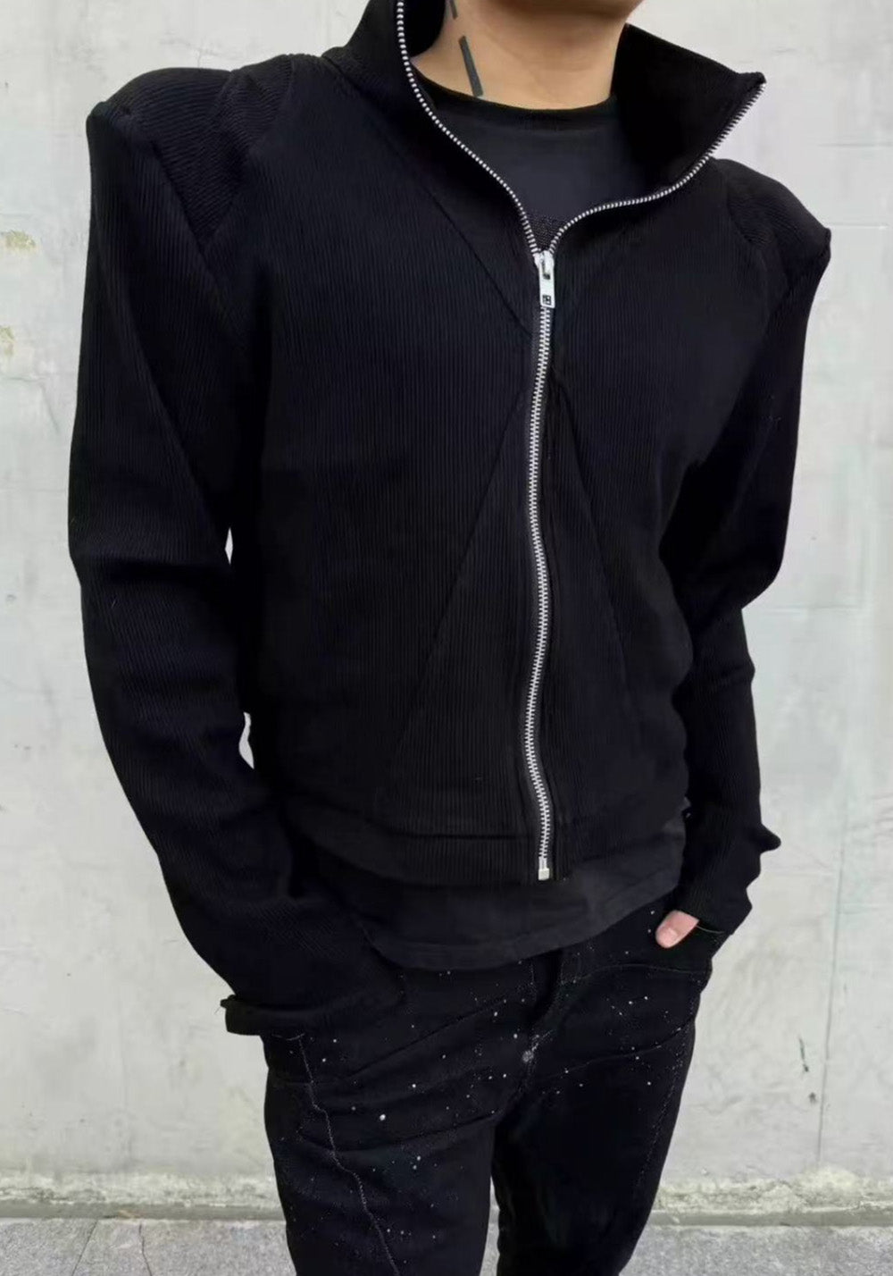 Disark│Knitted Shoulder-Pad Cardigan - PSYLOS 1, Disark│Knitted Shoulder-Pad Cardigan, Top, Disark, PSYLOS 1