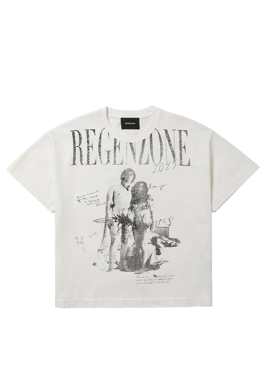 REGEN ZONE丨"RIOT" Love Art Pearl White Distressed Tee - PSYLOS 1, REGEN ZONE丨"RIOT" Love Art Pearl White Distressed Tee, T-Shirt, REGEN ZONE•JAPAN, PSYLOS 1