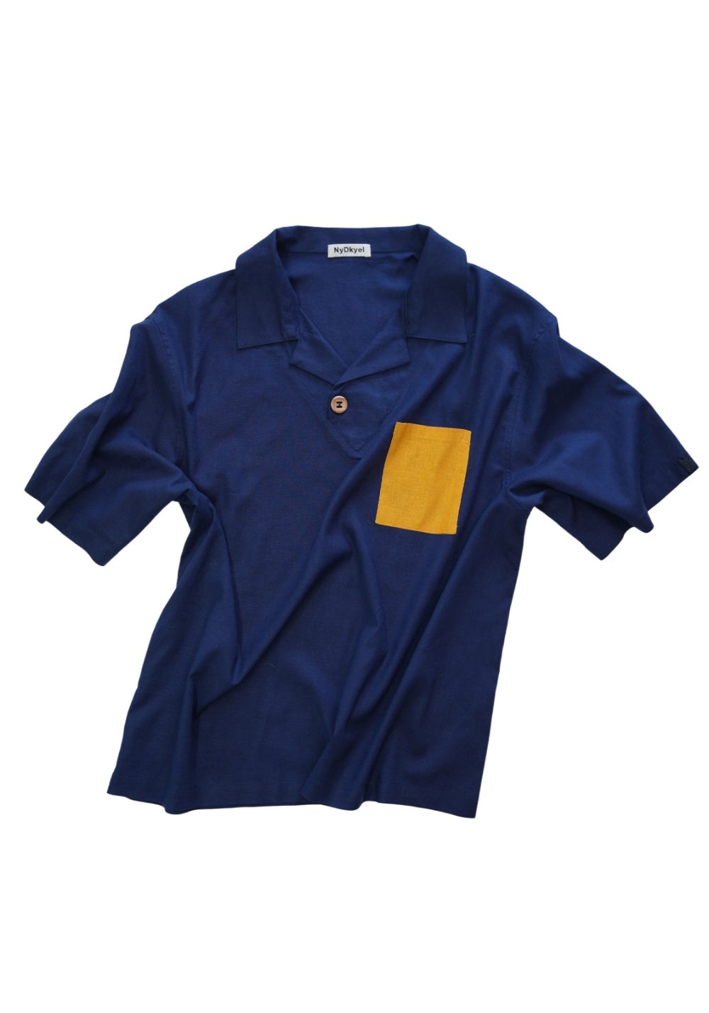 NyDkyel丨Cuban Collar Linen Tee - Contrast Pocket-Blue - PSYLOS 1, NyDkyel丨Cuban Collar Linen Tee - Contrast Pocket-Blue, T-Shirt, NyDkyel, PSYLOS 1