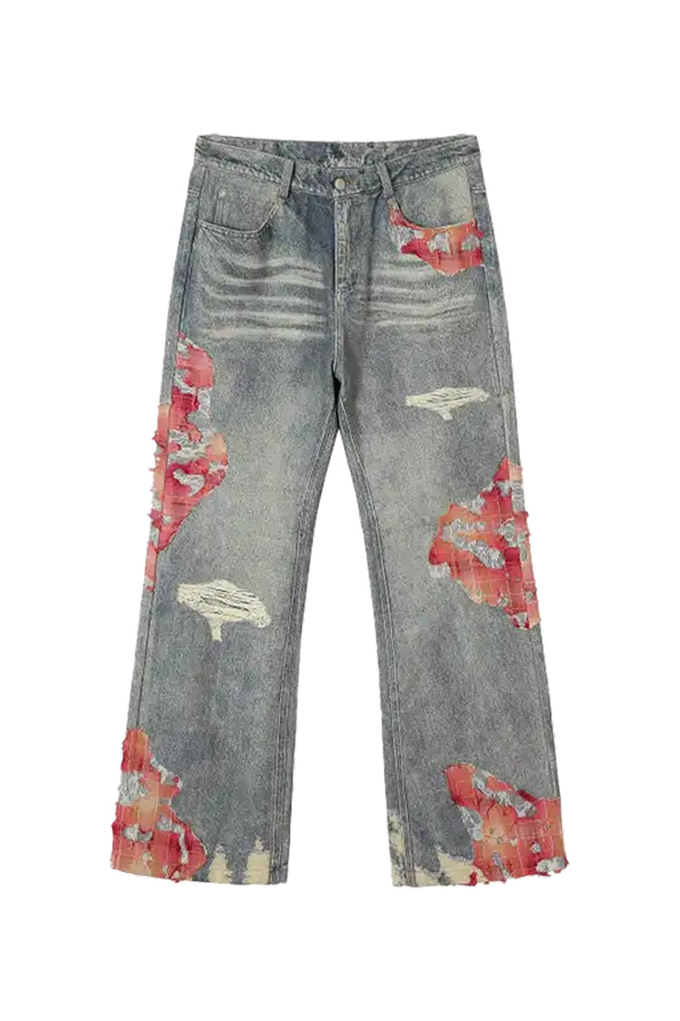 YADcrew | Sunset Cloud Lace Print Jeans - PSYLOS 1, YADcrew | Sunset Cloud Lace Print Jeans, Jeans, YADcrew•JAPAN, PSYLOS 1