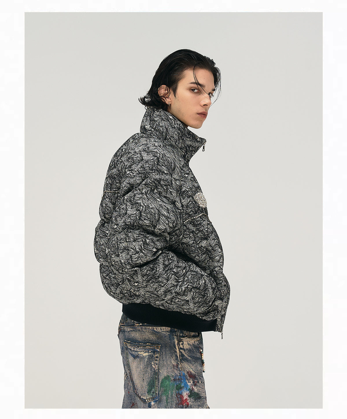 GLACIERBOY丨Textured Down Jacket With Rhinestones - PSYLOS 1, GLACIERBOY丨Textured Down Jacket With Rhinestones, Jackets, GLACIERBOY•JAPAN, PSYLOS 1