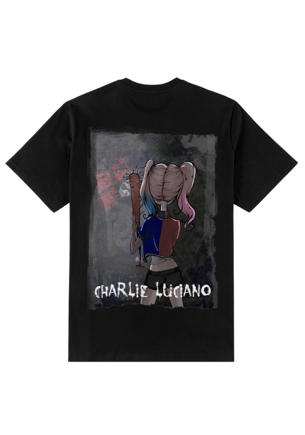 'Harley Quinn' Backside Print T-Shirt - PSYLOS 1, 'Harley Quinn' Backside Print T-Shirt, T-Shirt, Charlie Luciano, PSYLOS 1