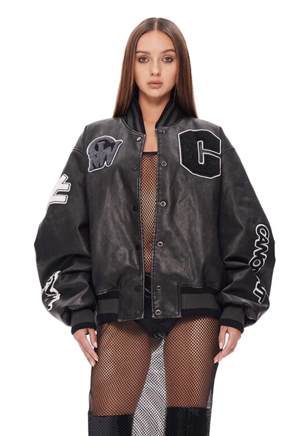 Oversized Varsity Jacket - Black/No Fear - Ladies | H&M US
