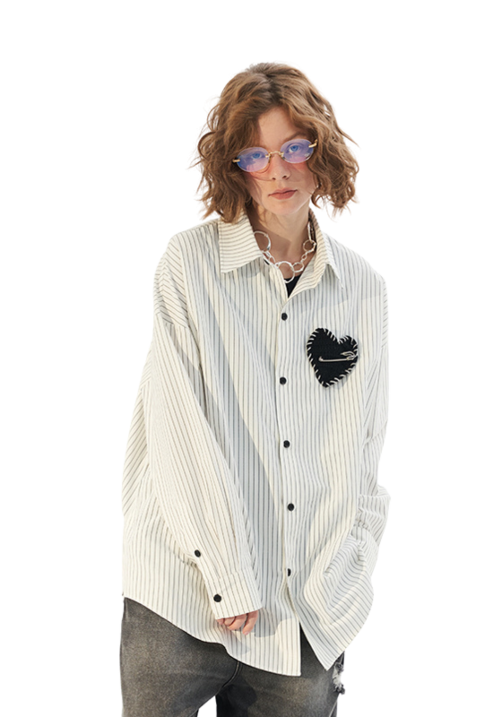 Heart Knitted Striped Shirt - PSYLOS 1
