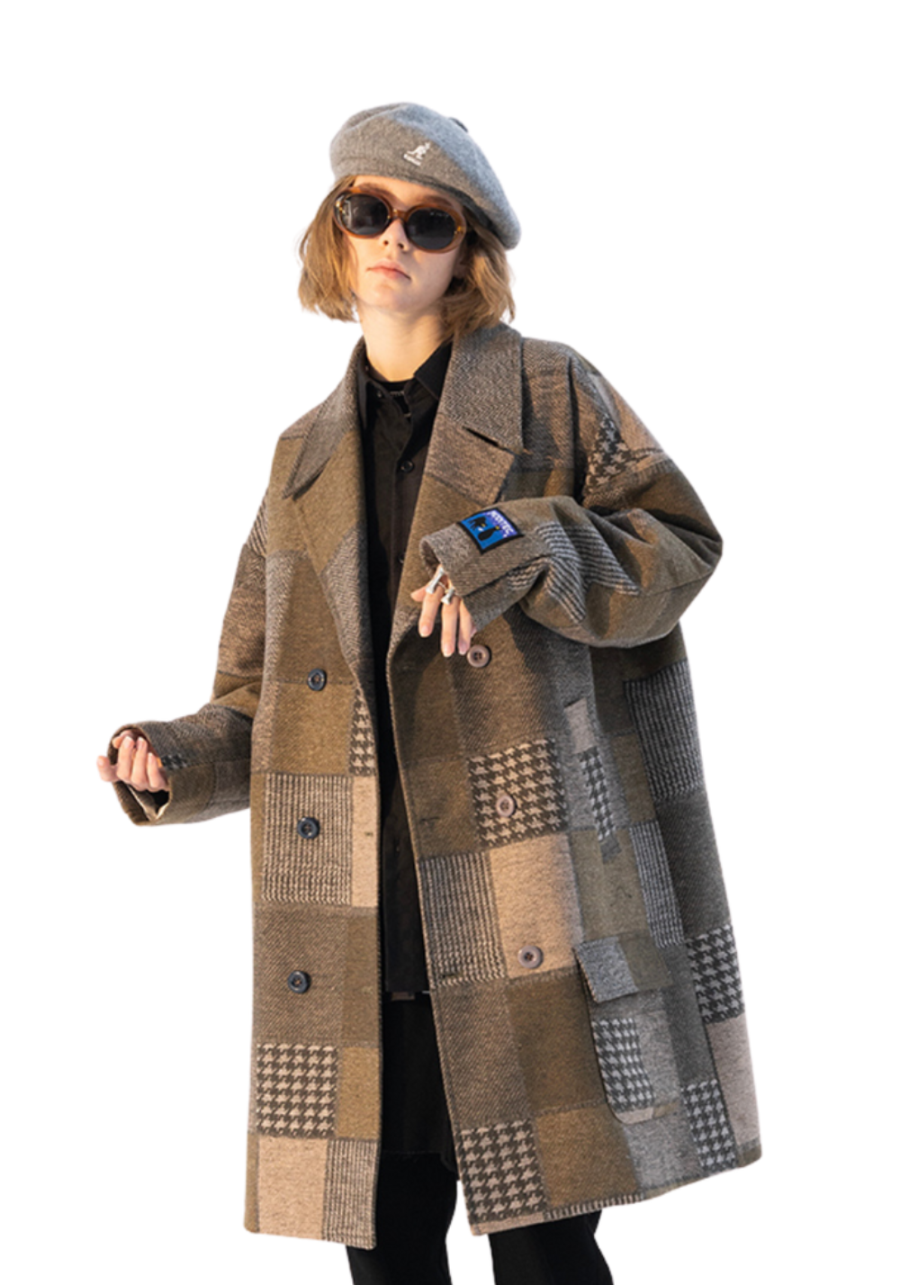 Houndstooth Double Coat - PSYLOS 1