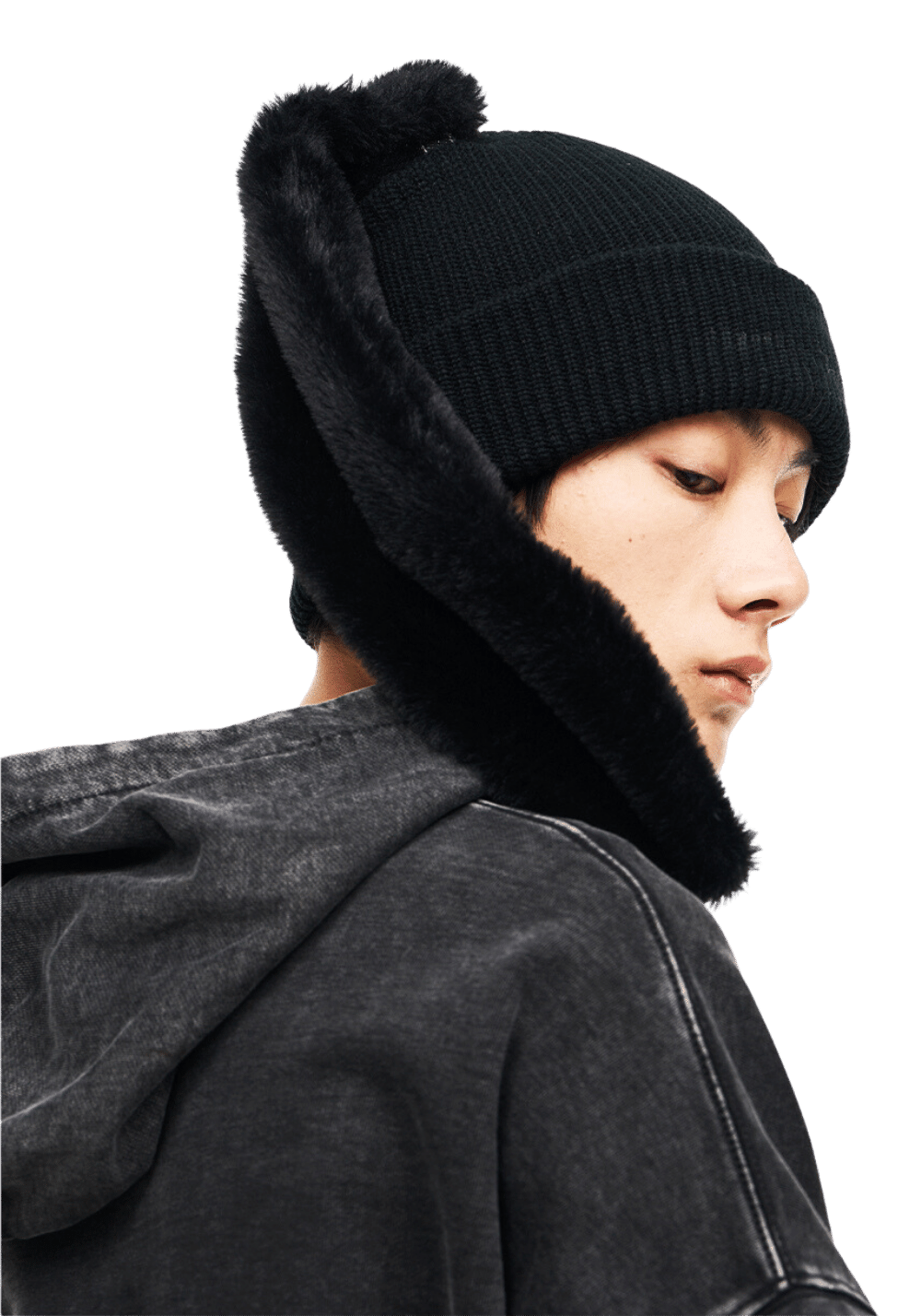 Detachable Embroidered Rabbit Ear Beanie - PSYLOS 1, Detachable Embroidered Rabbit Ear Beanie, Accessories, RELABEL, PSYLOS 1