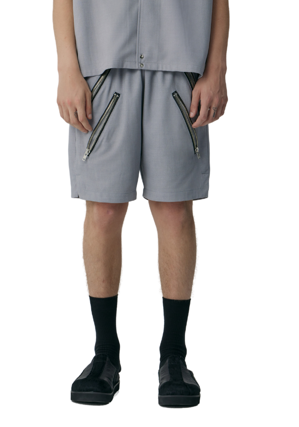 Double-Zip Shorts Light Grey - PSYLOS 1